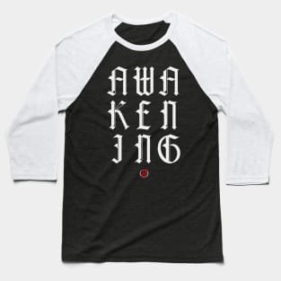 Awakening White Logo Cursive Baseball T-Shirt